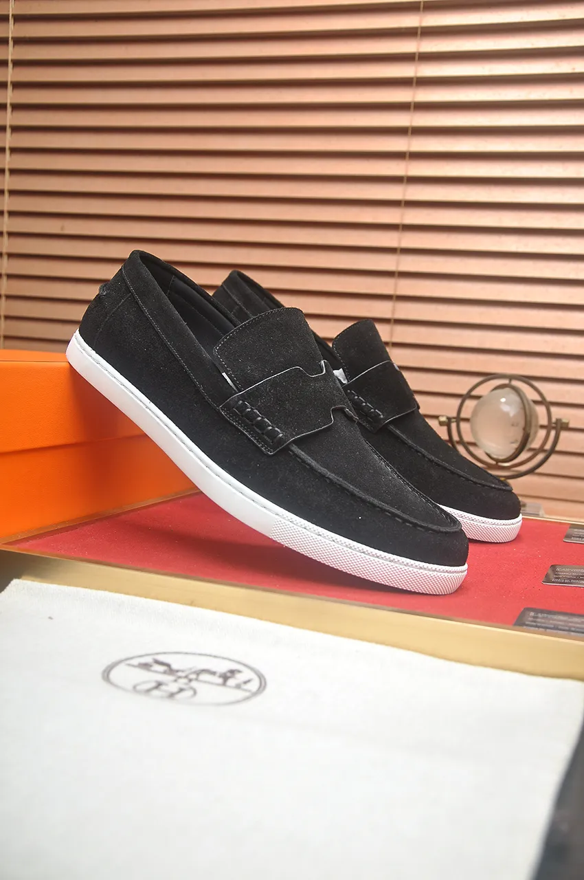 Men's Men's Shoes💰560💶[[HERMES]] (High-end Niuli) New 🍀 HERMES - top version of Hermès classic casual leather shoes! Made of imported original cowhide, the inner top layer is comfortable cowhide lining! Original wear-resistant rubber outsole! High quality products! Code number 39-45 (45 customized)